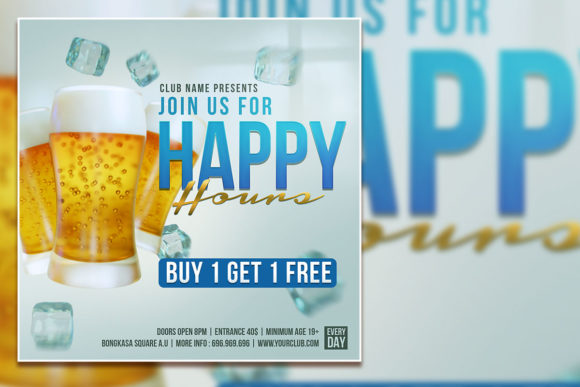 Elevate Your Branding with a Modern Happy Hour Social Media Post Design